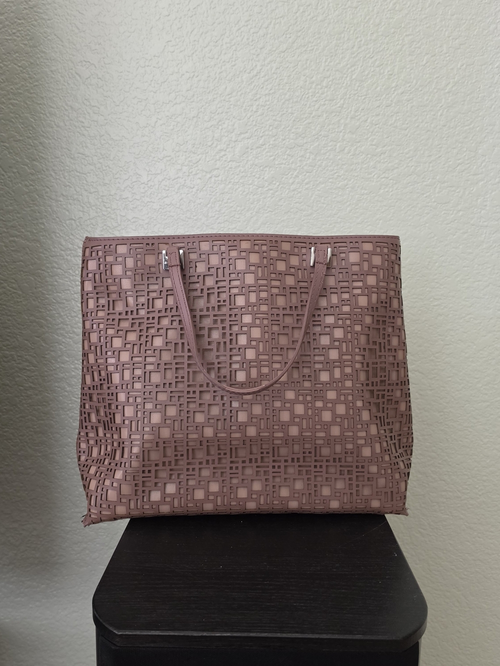 Ivanka Trump Laser-Cut Shoulder Tote Bag in Dusty Rose